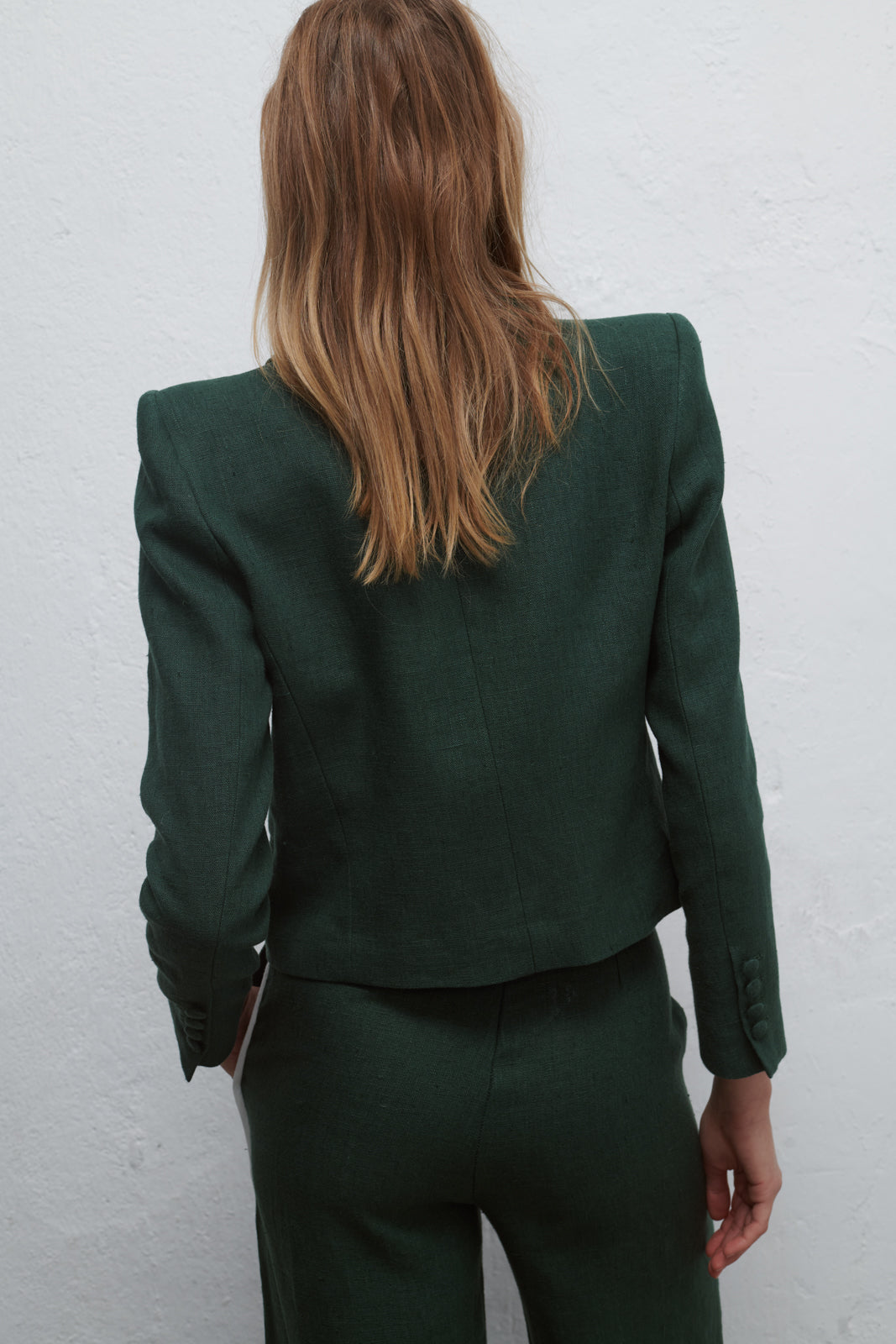 CHAQUETA CUATRO LINO VERDE OSCURO