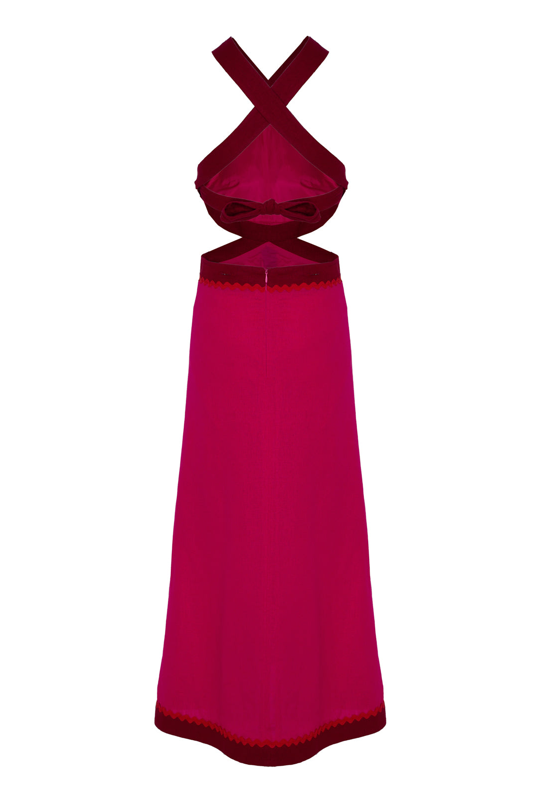 BAGUIRA FUCHSIA DRESS WITH MAROON CONTRAST