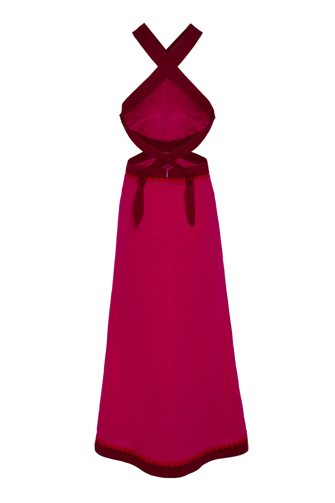 BAGUIRA FUCHSIA DRESS WITH MAROON CONTRAST