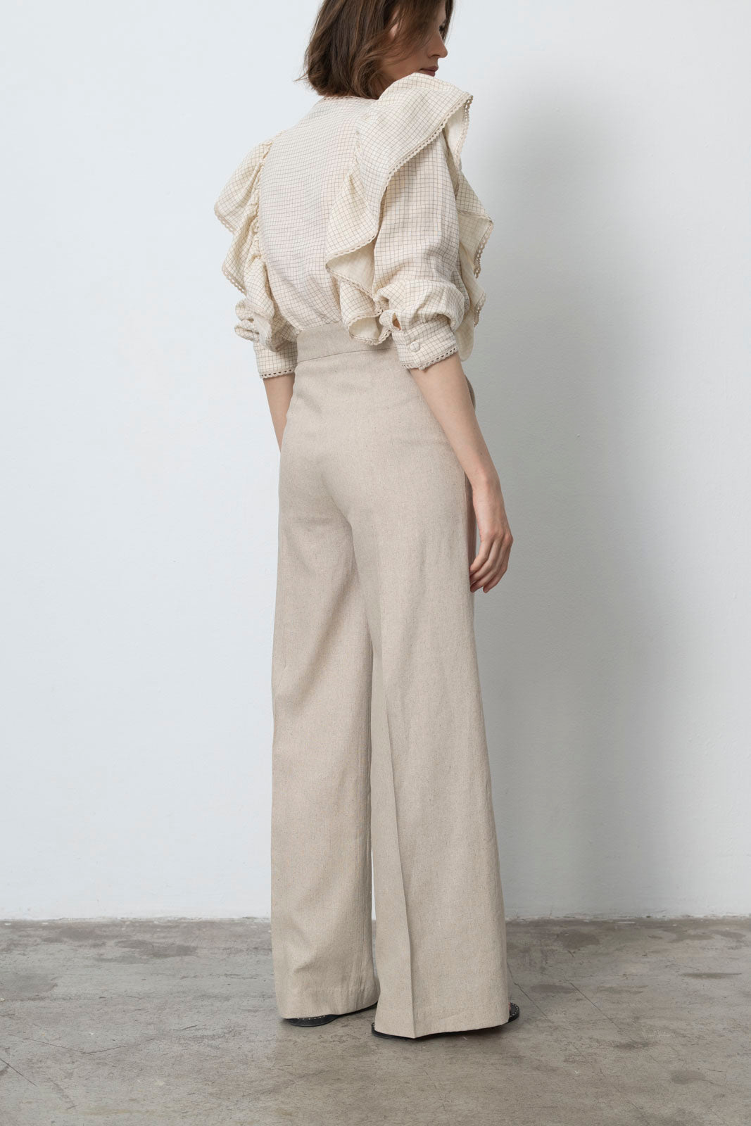 RUSTIC NATURAL LINEN PALAZZO TROUSERS