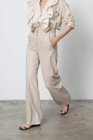 RUSTIC NATURAL LINEN PALAZZO TROUSERS