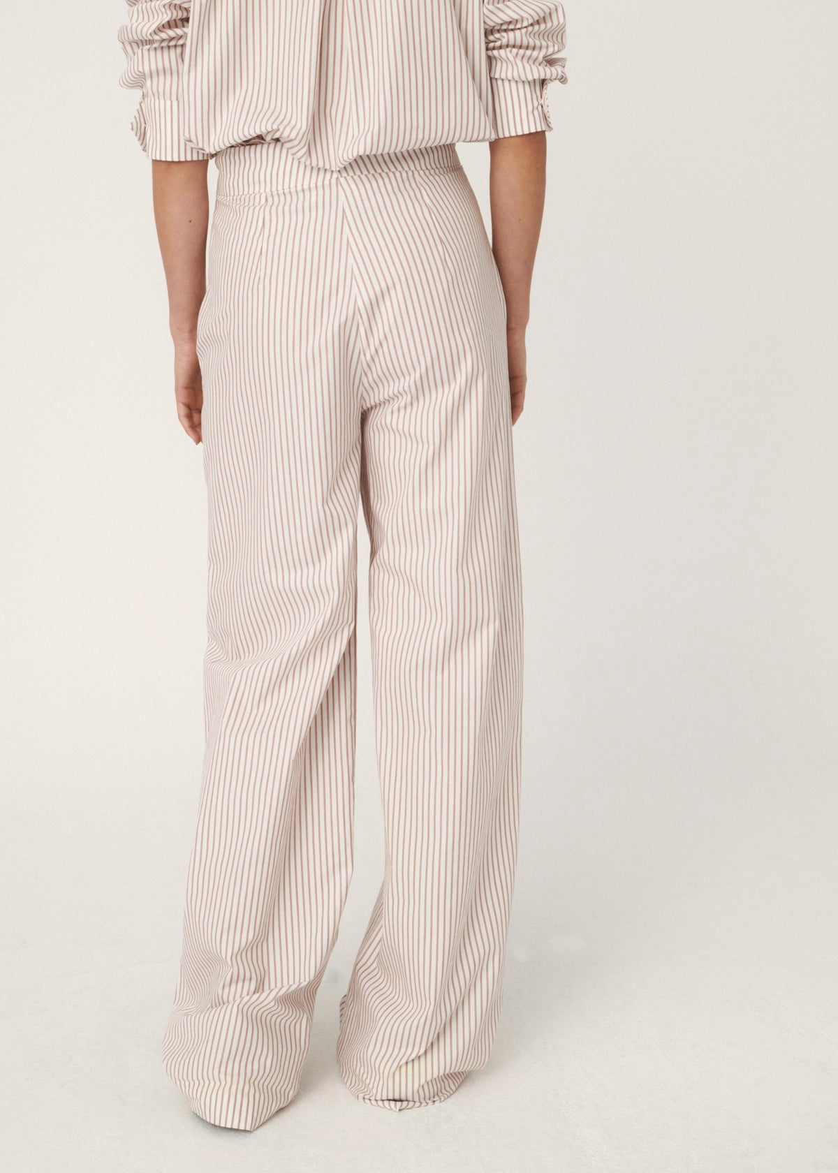 WHITE AND MAROON STRIPE PALAZZO TROUSERS