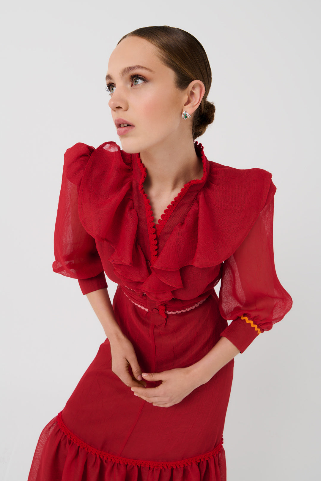 AMANDA RED CHIFFON DRESS