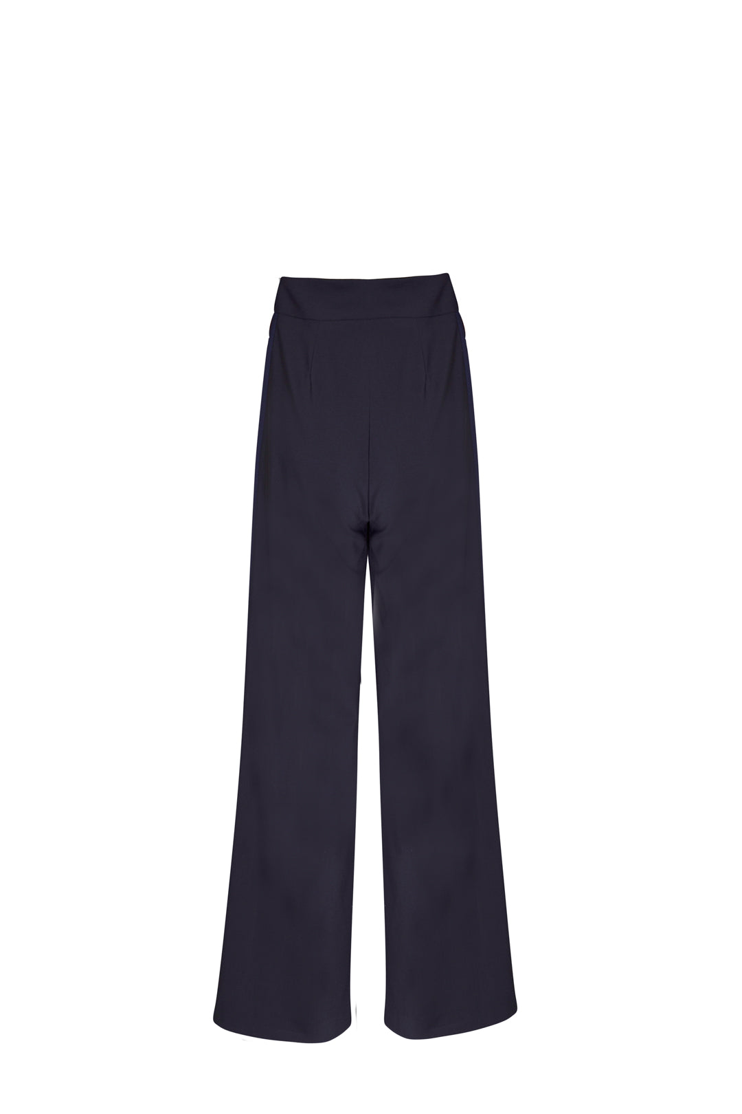 NAVY PALAZZO PANTS WITH CONTRASTING BLUE SIDE STRIPE