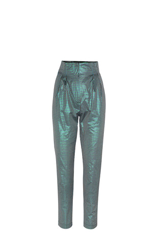 LUREX SQUARED IN SHADES OF GREEN AND BLUE STOCKHOLM TROUSERS